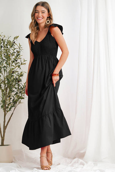 Flutter Sleeve Smocked Bodice Ruffle Maxi Dress Northern Charm Boutique Flutter Sleeve Smocked Bodice Ruffle Maxi Dress Northern Charm Boutique