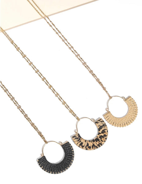 Faux leather wrapped necklace