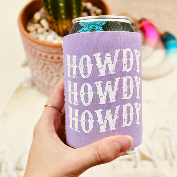 HOWDY HOWDY HOWDY | Lavender Neoprene Drink Koozie
