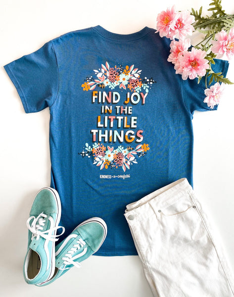 Find Joy In the Little Things (Slate) - Short Sleeve/Crew