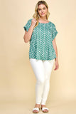 PLUS SIZE SHORT SLEEVE DOLMAN TOP
