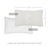 Cable Knit Sweater Pillow White 12x20