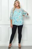FLORAL FRONT AND BACK YOKE BLOUSE - plus