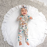 Maren Floral RUFFLE ZIP Bamboo Sleepies Little Baby Outfit