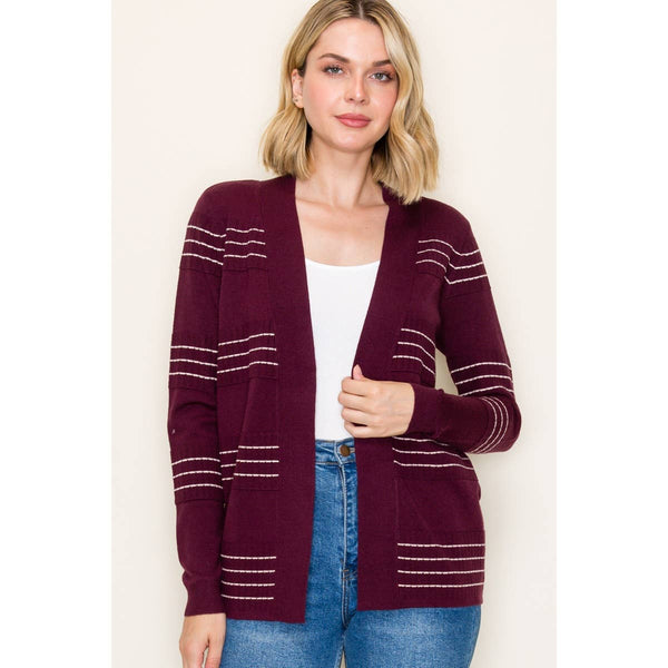 STITCH STRIPED SWEATER CARDIGAN