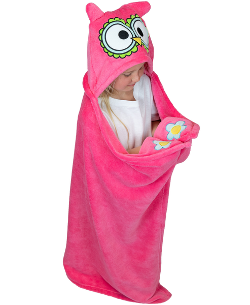 Wearable Hooded Fleece Blankets For Kids - Owl