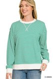 Striped Rib Banded Pullover Zenana