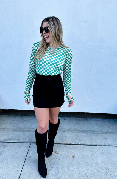 CHECKER DRESS IT UP MESH TOPS