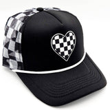 Checkered Heart Checkered Foam Trucker Hat