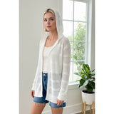 POINTELLE HOODIE CARDIGAN - off white