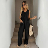 Spring Summer Casual Loose Strap Jumpsuit for Women