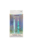 CALA 50821 Mint Soft Touch Tweezer Duo Set - 6pc