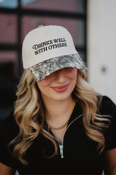 Drinks Well With Others Vintage Trucker Hats For Women Grads