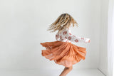 Kids Taupe Flower Check Print Swiss Dot Tulle Fall Dress