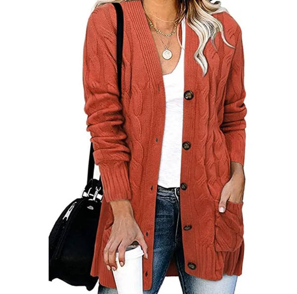 Button Up Cable Knit Sweater