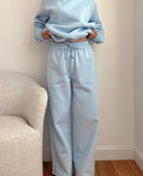 Baby Blue Polka Dot Flare Sweatpants