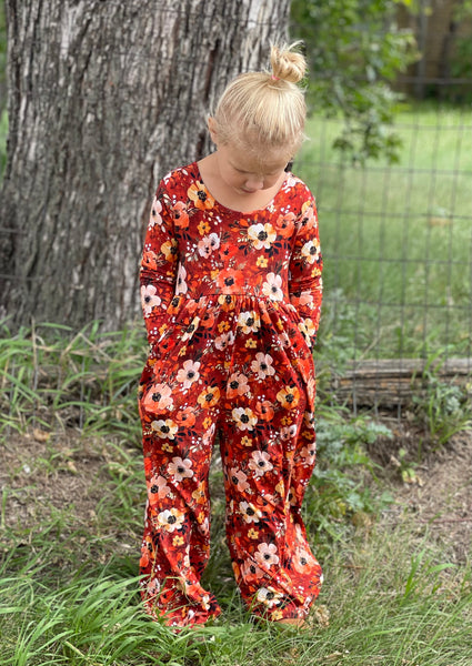Auburn WIDE LEG ROMPER Bamboo Fall Floral Kids Outfit