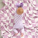 Myla Purple Checks PLUSH BLANKET