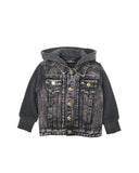 Washed Hooded Denim Jacket - Black