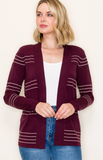 STITCH STRIPED SWEATER CARDIGAN
