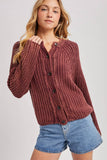 BUTTON DOWN SLOUCHY WASHED CHUNKY KNIT SWEATER CARDIGAN