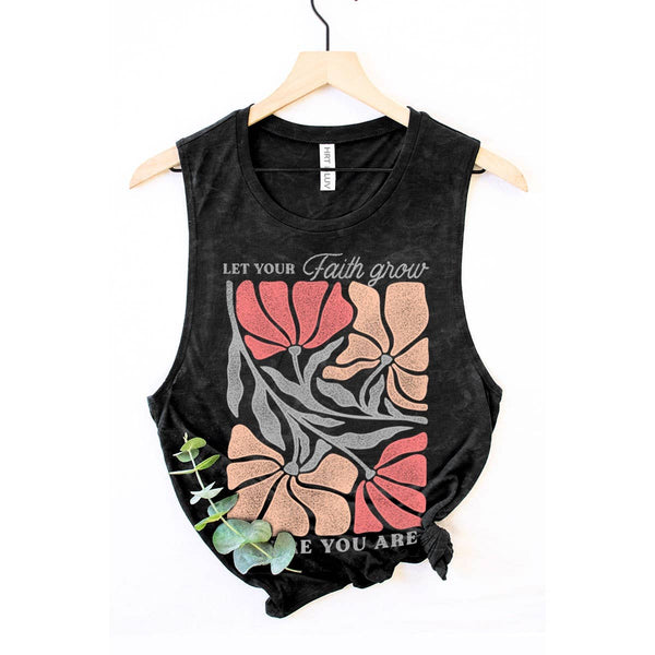 LET YOUR FAITH GROW MINERAL GRAPHIC TANK TOP