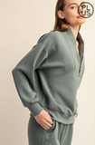 MODAL SCUBA LUXE HALF ZIP JACKET - Sage