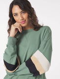 Vintage Oversized Crew: Sage/Tonal Stripes