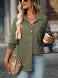 Waffle Knit Button-Up Shirt – Casual Fall Cardigan