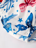 4th of july Bow Print Girls Romper