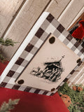 Mini Block Sign- Black/White Nativity Scene Plaque