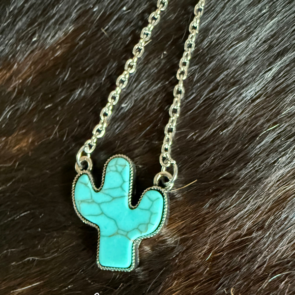 Trendy Cactus Turquoise Necklace
