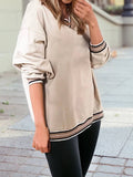 Varsity Contrast Trim V Neck Sweatshirt