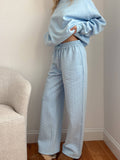 Baby Blue Polka Dot Flare Sweatpants