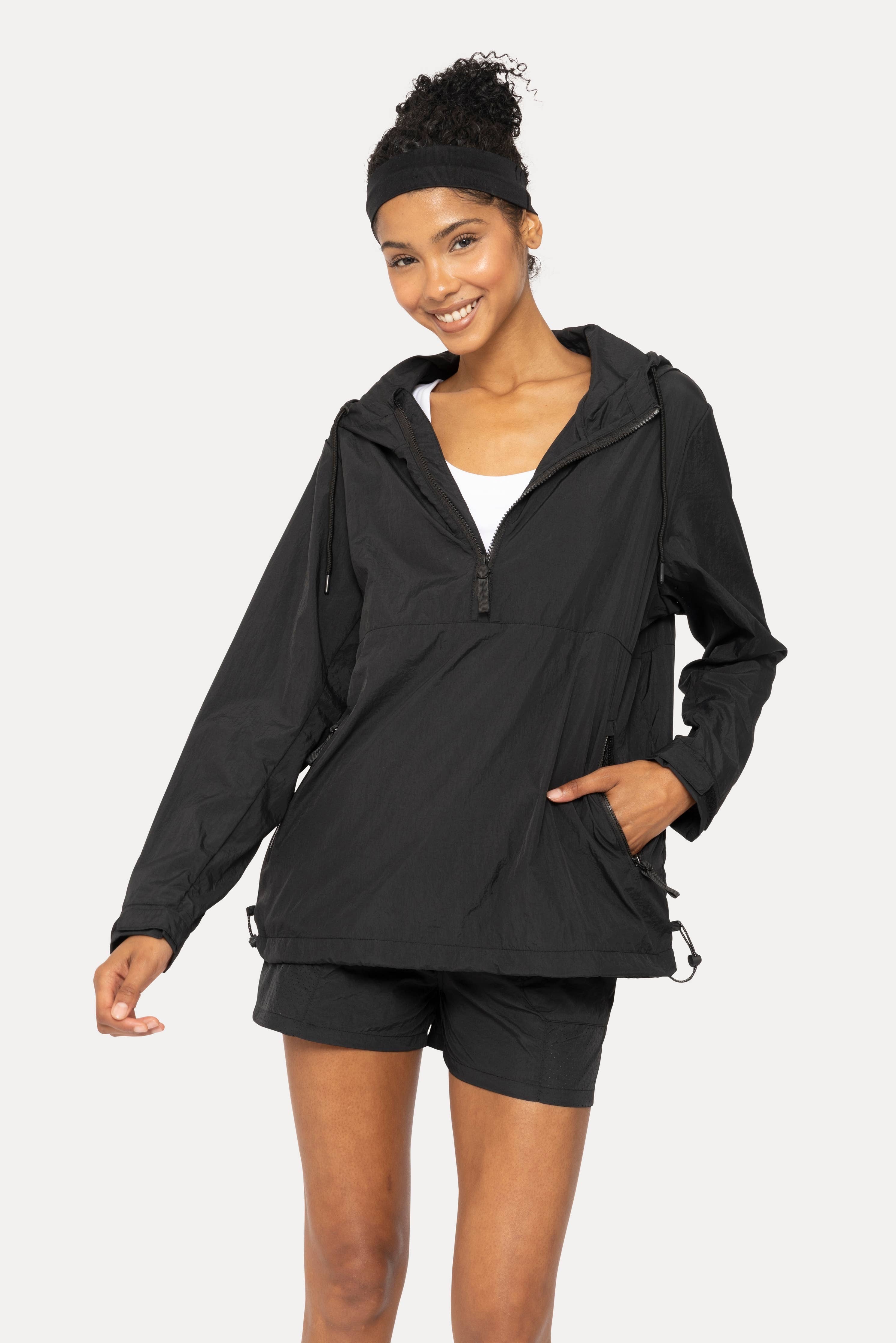Half-Zip Nylon Active Jacket - Black – Northern Charm Boutique