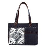 Canvas & Leather Women Small & Cross Body - Black/White