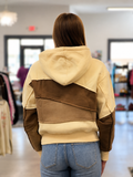 ZIPPER FRONT PATCHWORK LANDSCAPE HOODIE JACKET