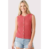 SCALLOP HEM FINISH BUTTON DOWN SWEATER