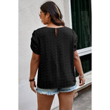 Plus Size Solid Swiss Dots Short Sleeve Blouse