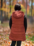 Autumn Puffer Long Vest - Brick