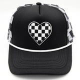 Checkered Heart Checkered Foam Trucker Hat