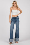 MID RISE COMFORT RELAXED FLARE W/ CUFFED HEM JEANS