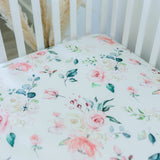 Standard Size Fitted Crib Sheet - Peach Floral