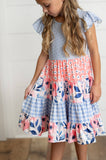 Girls Ava Periwinkle & Blue Ruffle Tiered Easter Dress