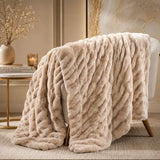 Khaki Double-Layer Faux Fur Throw Blanket – 50" x 60"