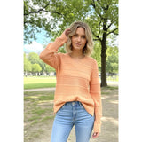 POINTELLE STRIPED SWEATER - Light Orange