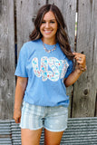 Lace Trim USA Graphic Tee - Flo Blue