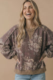 Floral Oversized Fit Color Block Pullover