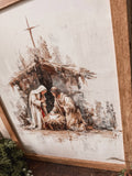 Nativity Scene Vintage Wood Sign