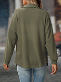 Waffle Knit Button-Up Shirt – Casual Fall Cardigan